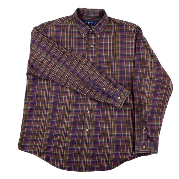 Ralph Lauren Men's XL Multicolor Plaid Oxford Preppy American Corpcore top - Picture 1 of 9